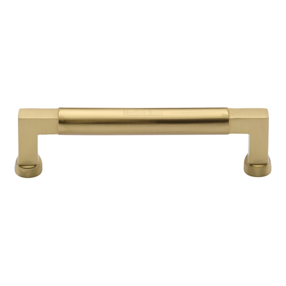 C0312 128-SB • 128 x 144 x 40mm • Satin Brass • Heritage Brass Bauhaus Cabinet Pull Handle